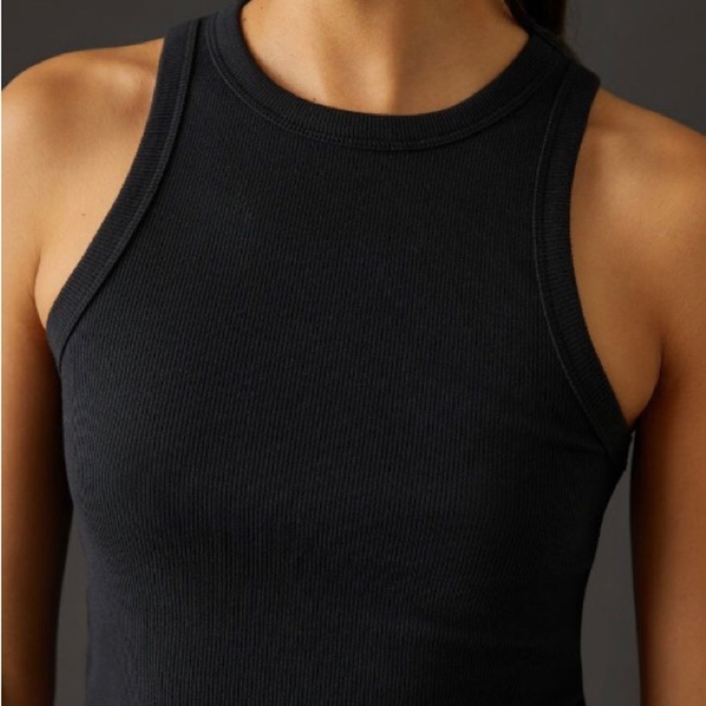 Anthropology Cropped Racerback Tank by Maeve Sz L Black